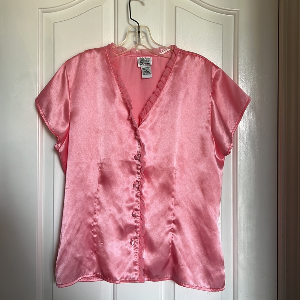 Morgan Taylor Intimates Satin Pink Sleep Shirt (M)